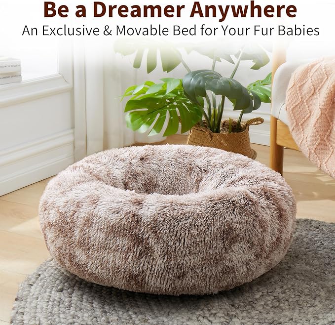 Calming Dog Bed for Cats and Small Dogs 19.7'')