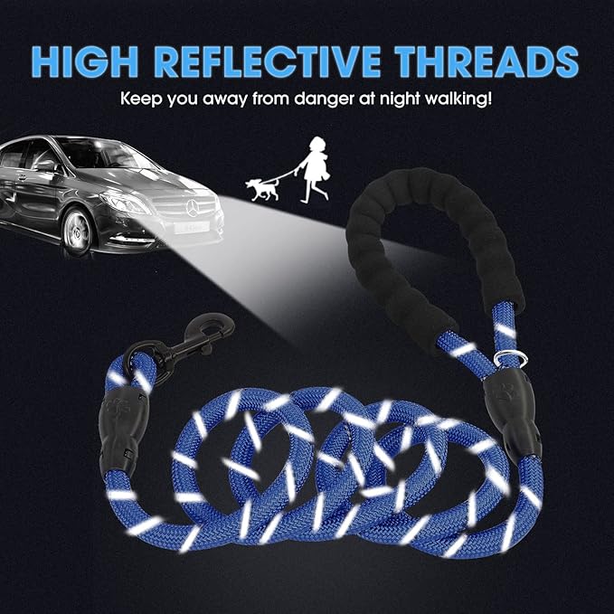 BAAPET 2/4/5/6 FT Dog Leash with Comfortable Padded Handle and Highly Reflective Threads for Small Medium and Large Dogs (6FT-1/2''