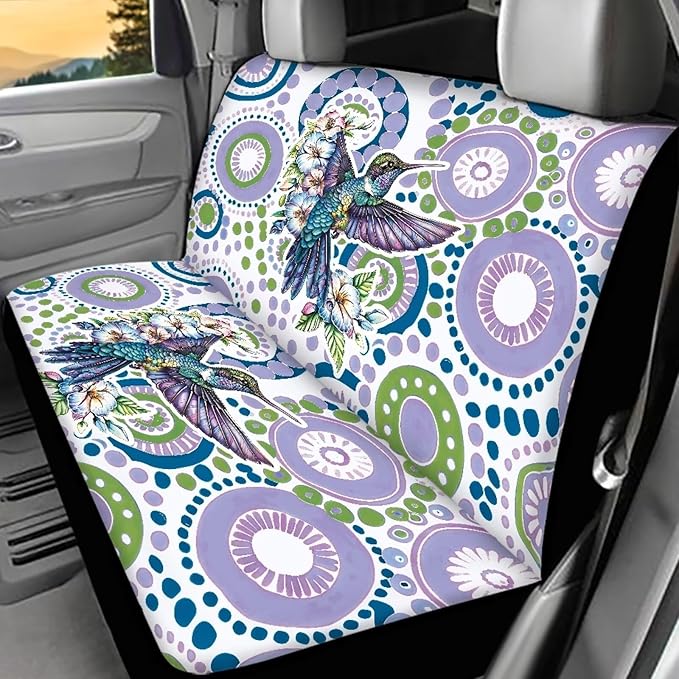 AFPANQZ Aztec Hummingbird Car Seat Cover Rear Seats Only High Stretchy Washable Bucket Seat Cushion Protector Backseats Covers for Girls Women