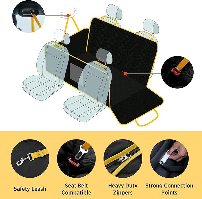 Lesure Dog Car Seat Cover for Back Seat with Hard Bottom