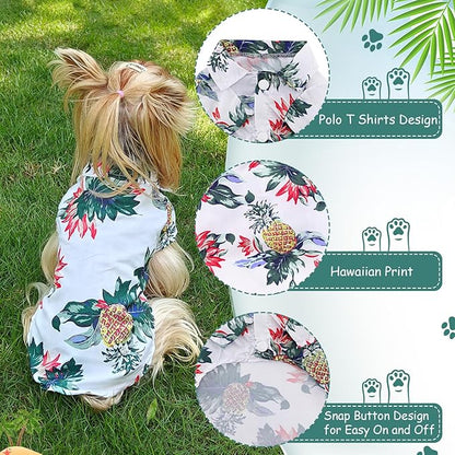 Dog Hawaiian Shirt Hawaii Style Summer Dog Clothes Boy Girl Breathable Cool Costume Beach Seaside Sweatshirt for Small Puppy Polo T-Shirt Pet Outfit