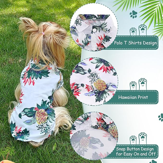 Dog Hawaiian Shirt Hawaii Style Summer Dog Clothes Boy Girl Breathable Cool Costume Beach Seaside Sweatshirt for Small Puppy Polo T-Shirt Pet Outfit