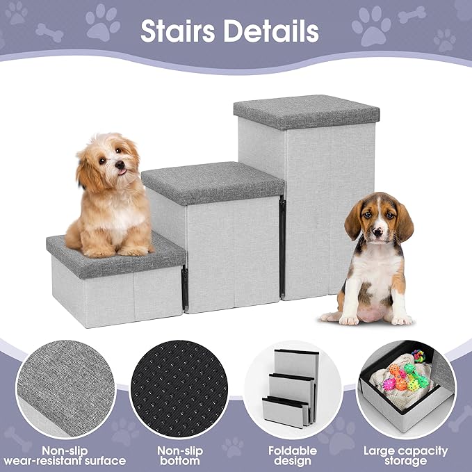 Dog Stairs with Storage 3 Tiers 50 lbs
