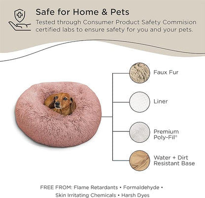 Best Friends by Sheri The Original Calming Donut Cat and Dog Bed in Shag Fur Dusty Rose 23"