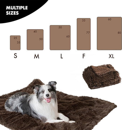 gogobunny Waterproof Plush Long Faux Fur Pet Throw Blanket Ultra Soft Fluffy Bed Couch Cover Washable (33x77 Inch 1), Chocolate)