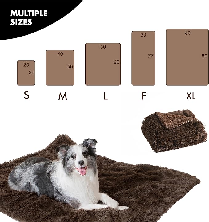gogobunny Waterproof Plush Long Faux Fur Pet Throw Blanket Ultra Soft Fluffy Bed Couch Cover Washable (50x60 Inch 1), Chocolate)