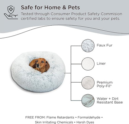 Best Friends by Sheri The Original Calming Donut Cat and Dog Bed in Shag Fur Frost 23"