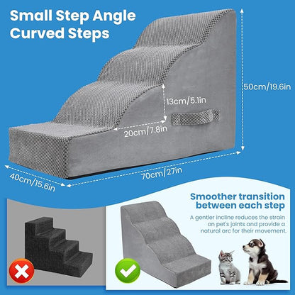 PAWSCRAT Dog Stairs 4 Steps 19.6 inch 30D Foam