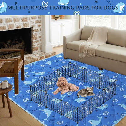 IEUUMLER Washable Pee Pads for Dogs 1 Pack EU007 (Dolphin, 63"X63"-1pcs)