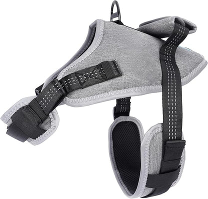 Tactical Dog Harness for Large Dogs, Reflective Nylon Vest,Heavy Duty Dog Harness with Handle, Adjustable Dog Vest Harness for Training Hunting Walking, Grey, XL