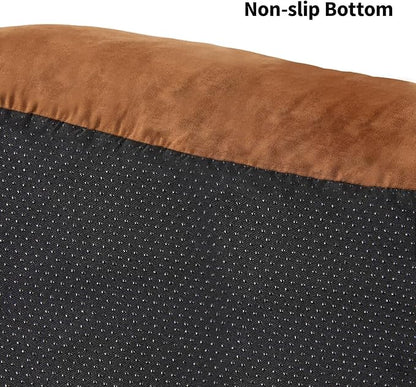 28"x24"x7" Dog Bed Washable, Cat Bed for Small Medium Large Cats Dogs, Cozy Pet Bed with Durable Neck Support Pillow and Cozy Padding(Brown, Large)