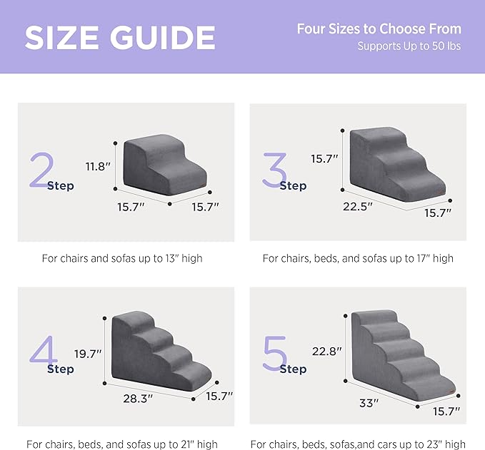 Lesure Dog Stairs for Small Dogs 5 Steps