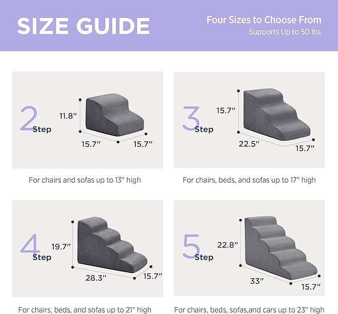 Lesure Dog Stairs for Small Dogs 2 Steps