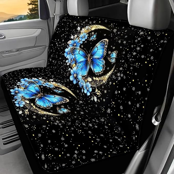 AFPANQZ Blue Butterfly Moon Full Wrap Car Seat