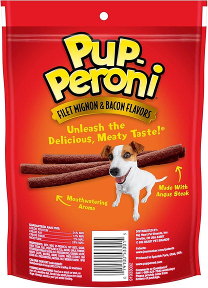 Pup-Peroni Dog Treats, Filet Mignon & Bacon Flavors, 5.6 Ounce (Pack of 8), Made with Real Steak