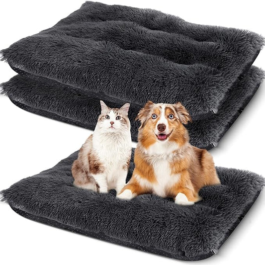 Suzile 2 Pcs Dog Cat Beds Dog Crate Beds with Machine Washable Anti-Slip Thick Puppy Beds Plush Pet Crate Pads Ultra Soft Dog Beds for Large Dog Pet Beds Medium Small Dogs