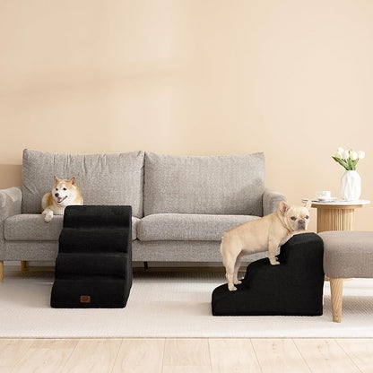 EHEYCIGA Curved Dog Stairs for Small Dogs 15.7" H 3-Step Dog