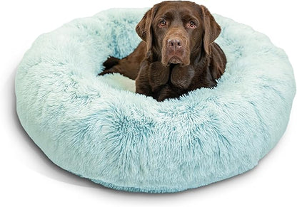 Best Friends by Sheri The Original Calming Donut Cat and Dog Bed in Shag Fur Baby Blue 36"