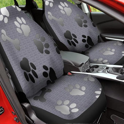 Grey Black Dog Paw Bones Pattern Universal Car Interior Accessories Decoration 2 Pack