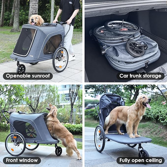 R8 Extra Large Foldable Pet Stroller 100 lbs,