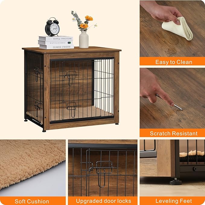 DWANTON Dog Crate Furniture with Cushion 27.2" L,