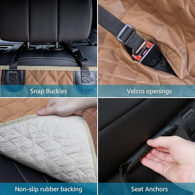 Lassie Dog Car Seat Covers for Back Seat Waterproof with Mesh Visual Window Durable Scratchproof Nonslip Dog Car Hammock with Universal Size Fits for Cars