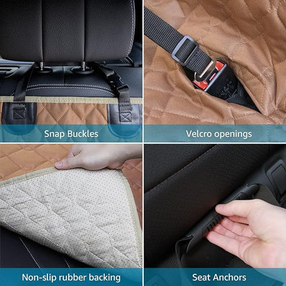 Lassie Dog Car Seat Covers for Back Seat Waterproof with Mesh Visual Window Durable Scratchproof Nonslip Dog Car Hammock with Universal Size Fits for Cars