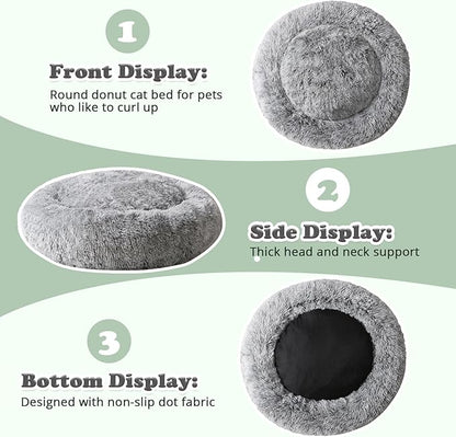 JOLLYVOGUE Black Calming Donut Dog Bed (20")