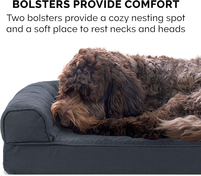 Furhaven Memory Foam Dog Bed for Large Dogs w/ Removable Bolsters & Washable Cover 95 lbs