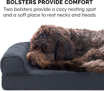 Furhaven Memory Foam Dog Bed for Large Dogs w/ Removable Bolsters & Washable Cover 95 lbs