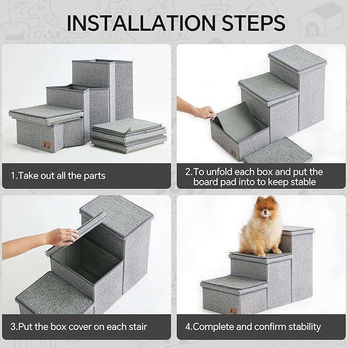 BEDELITE Dog Stairs for Small Medium or Large Dogs 3 Tiers 17" H,
