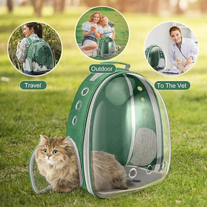 Cat Carrier Backpack Portable Pet Travel Solution Pet Carrier Dog Carrier Backpack Bag Space Capsule for Small Medium Cat Puppy Dog Travel Hiking Walking Camping Up to 17Lb (Green)