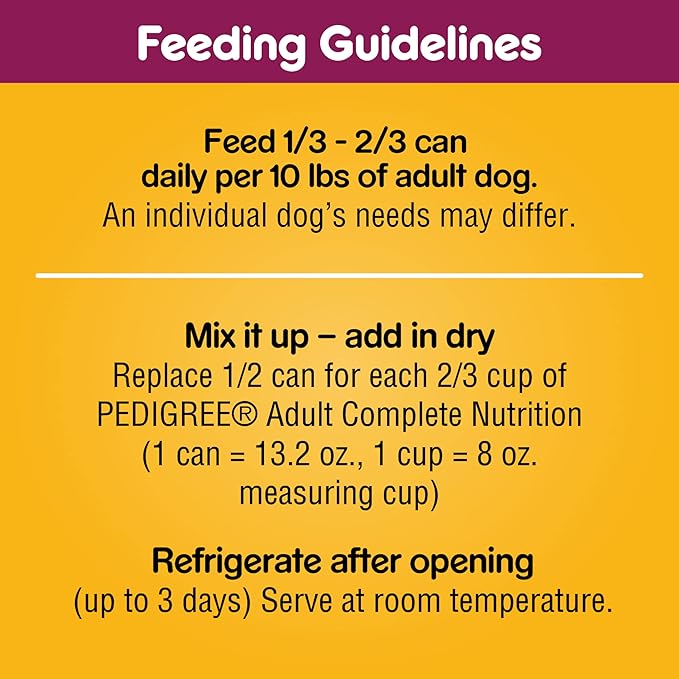 PEDIGREE CHOPPED GROUND DINNER Adult Canned Soft Wet Dog Food, Filet Mignon Flavor, 13.2 oz. Cans (Pack of 12)