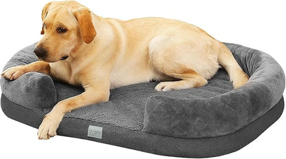 XL Dog Beds for Extra Large Dogs, Orthopedic Dog Couch w/Removable Washable Cover and Egg-Crate Foam, for Dogs Up to 100 lbs, Quilted Suede C Chaise 42 inch Dog Sofa w/Waterproof Lining