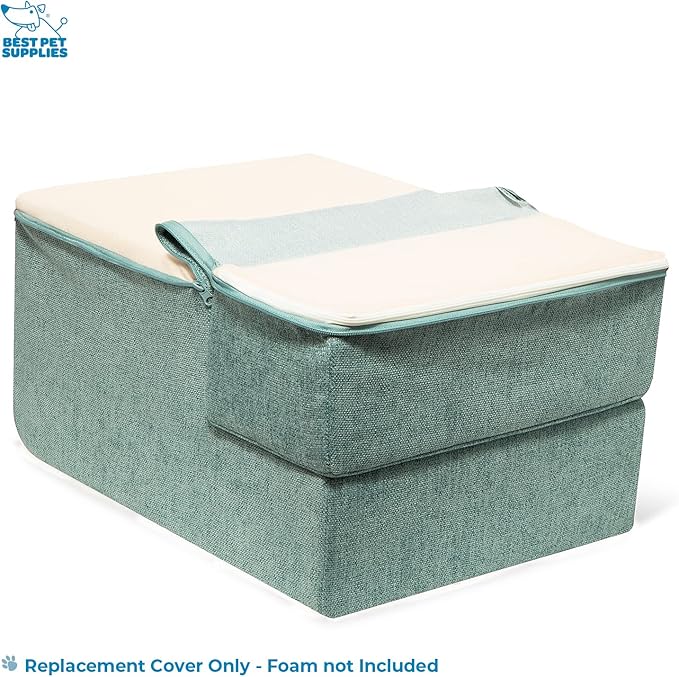 Best Pet Supplies Foldable Pet Stairs Cover for Foam Dog Ramps 3-Step