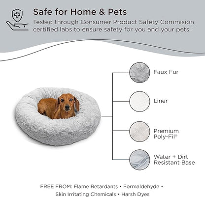 Best Friends by Sheri The Original Calming Donut Cat and Dog Bed in Lux Fur Gray 23"