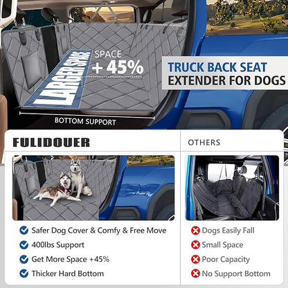 FULIDOUER Truck Back Seat Extender for Dogs 400lbs, Hard