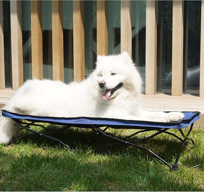 Folding Outdoor Raised Elevated Cooling Dog Cot Beds for Large Dogs 47 Inches