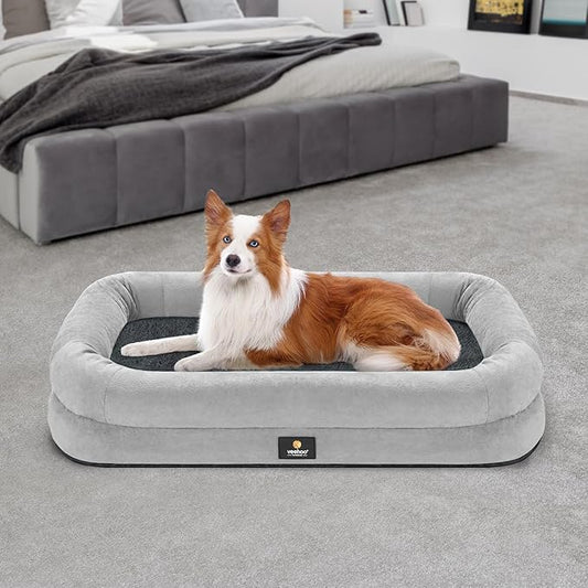 Veehoo Orthopedic Dog Bed for Large Dogs 4-Sides Bolster
