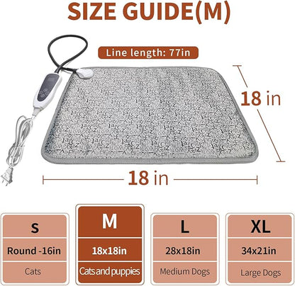 Pet Heating Pad 18x18 in Cat Heating Pads for Cats Waterproof Smart Thermostat Switch