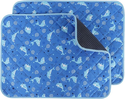IEUUMLER Washable Pee Pads for Dogs 2 Pack EU007 (Dolphin, 24"X18"-2pcs)