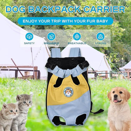 Dog Backpack Carrier Puppy Backpack Carrier for Small Dogs Cats Hands-Free Safety pet Front Carrier Suitable for Small Animal Breeds 5-10 lbs for Hiking Travel Blue L