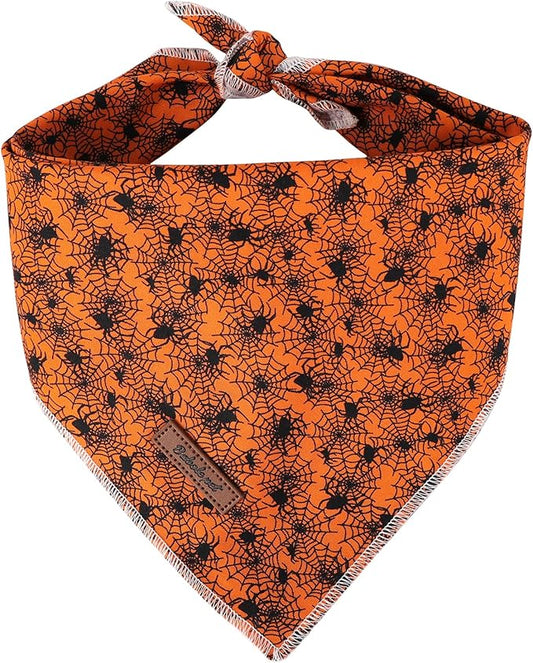 Halloween Dog Bandanas Boy Girl Orange Black Spider