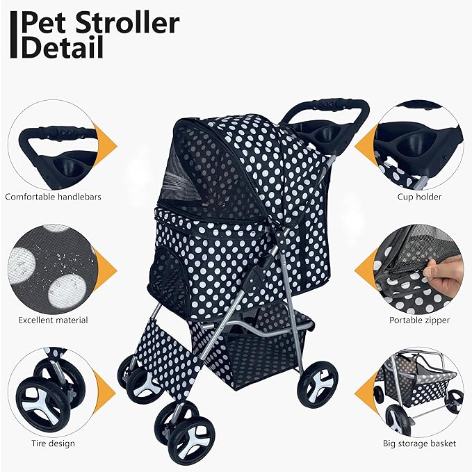 Small Dog Stroller 33lbs (Black
