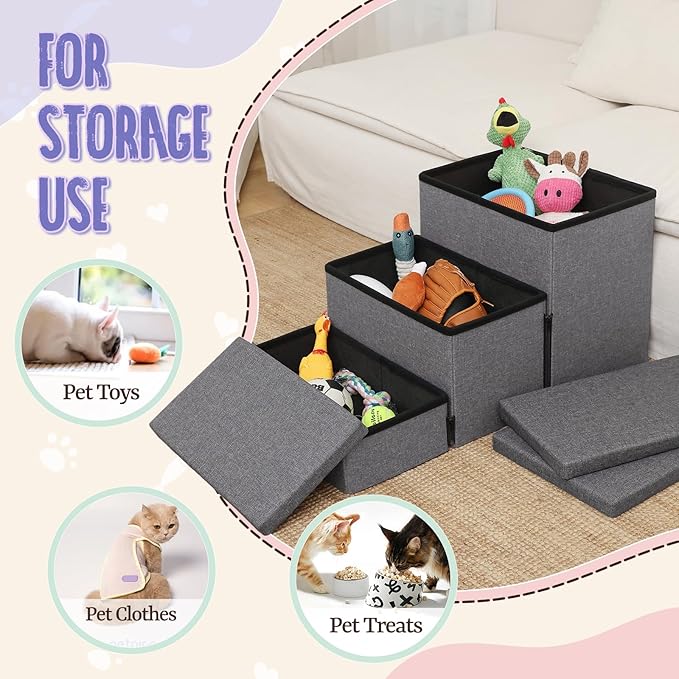 downluxe Dog Stairs for Small Dogs (3-Step Pet