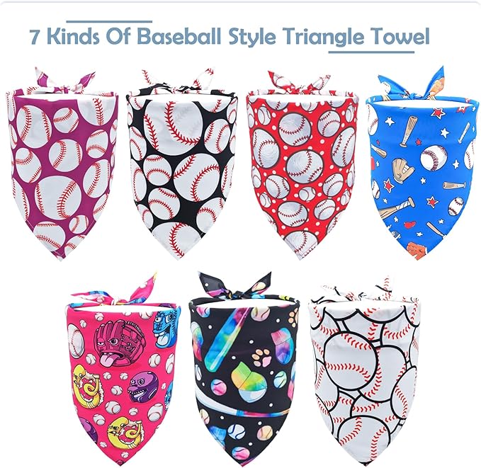 Baseball Dog Bandanas for Small Dogs Breed Cats 18 Inch 7PCS
