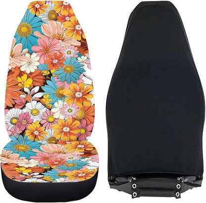 Groovy Hippie Flower Daisy Car Seat Covers Full Set of 2