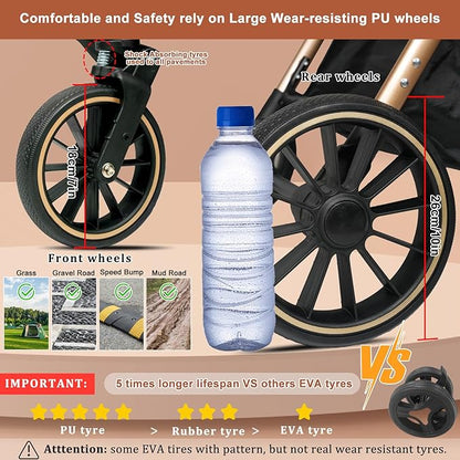 MILA&LOUIS 3 in 1 Folding Dog Stroller 4 Wheels 30lbs, Dog