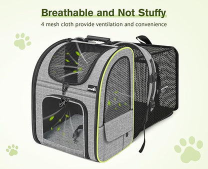 Pecute Cat Backpack Carrier, Expandable Cat Carrier Backpack with Breathable Mesh, Pet Carrier Backpack for Cats Small Dogs Puppies, Dog Backpack Carrier Great for Travel Hiking Camping Outdoor