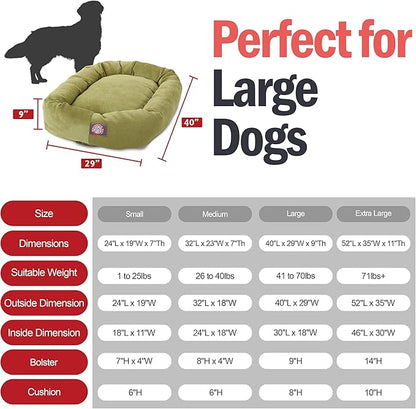 Majestic Pet 40 Inch Micro Velvet Calming Dog Bed Washable – Cozy Soft Round Dog Bed with Spine for Head Support 40x29x9 (inch)